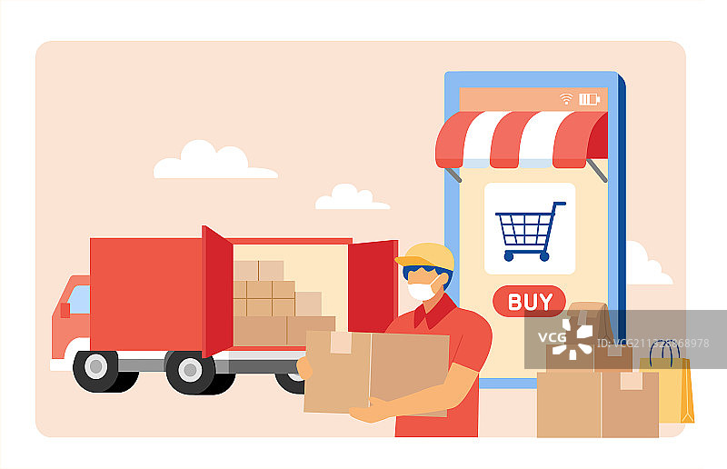 疫情间线上购物物流货运图片素材