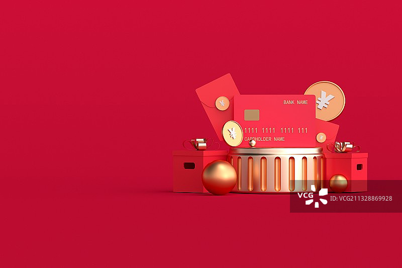 3D渲染信用卡福利概念插图图片素材