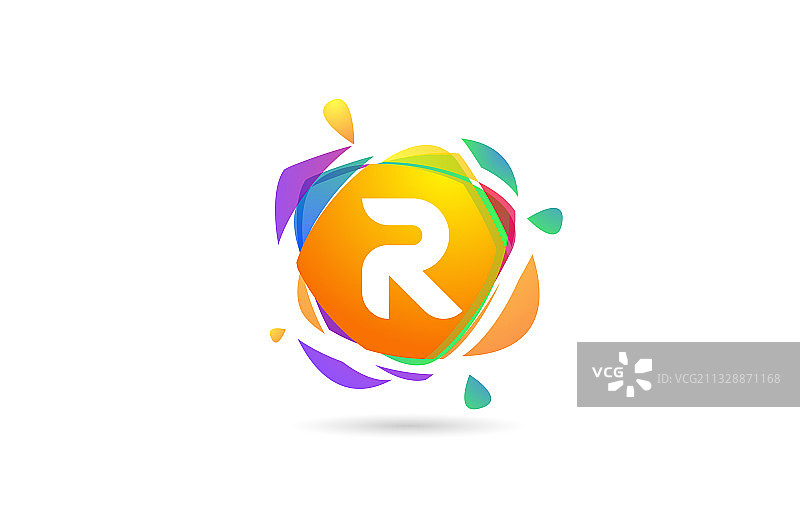 彩色R字母标志图标创意设计图片素材