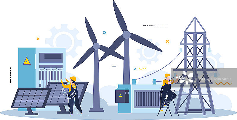 电力组合扁平设计图片素材