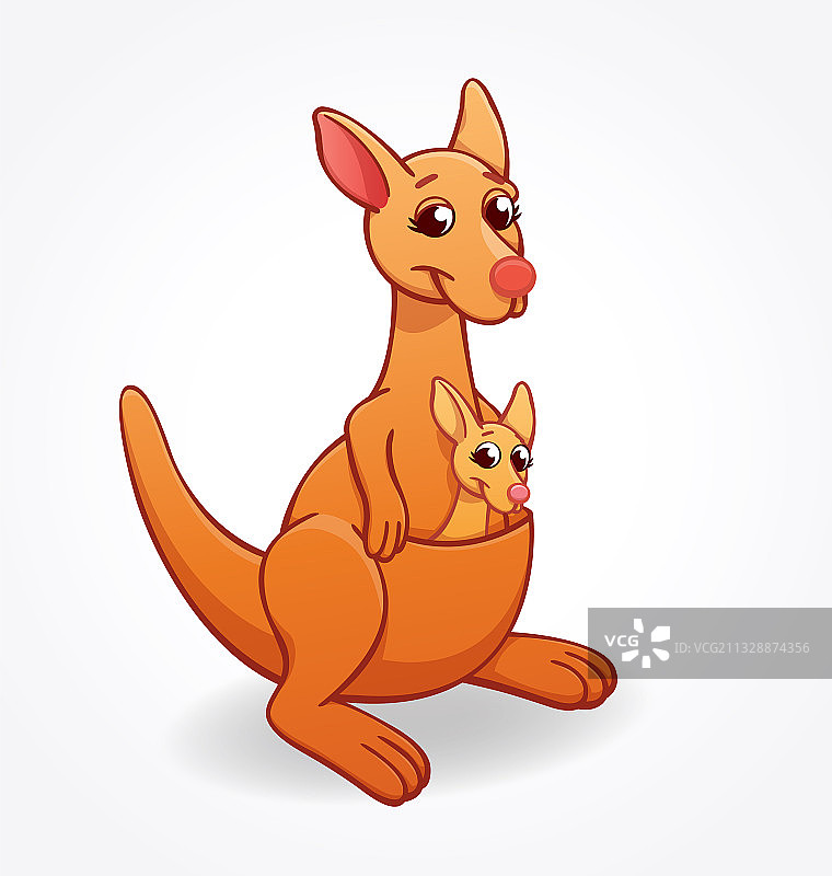 袋鼠妈妈和育儿袋里的幼崽图片素材