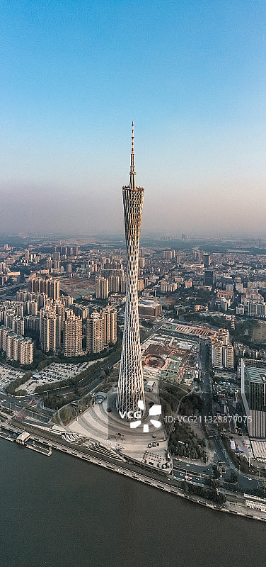 广州,航拍视角,无人,广州塔，珠江图片素材