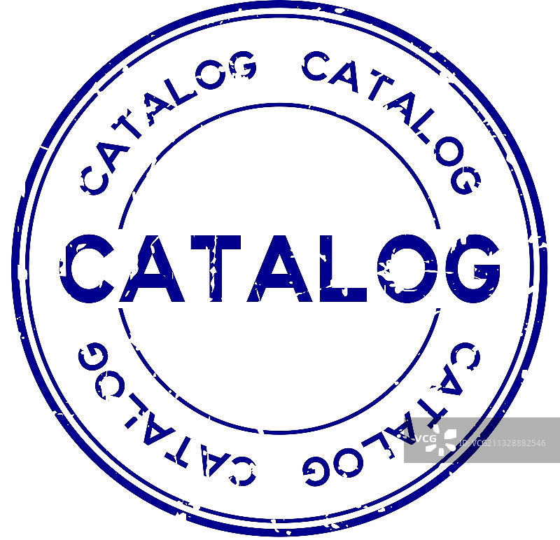 做旧风格蓝色目录单词圆形橡胶印章图片素材