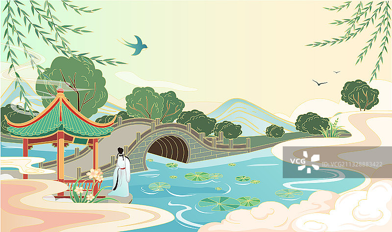 杭州西湖雷锋塔荷花池仙鹤图图片素材