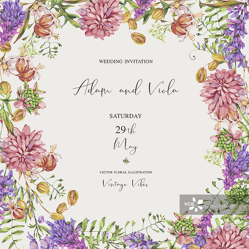 水彩夏季草地野花图片素材