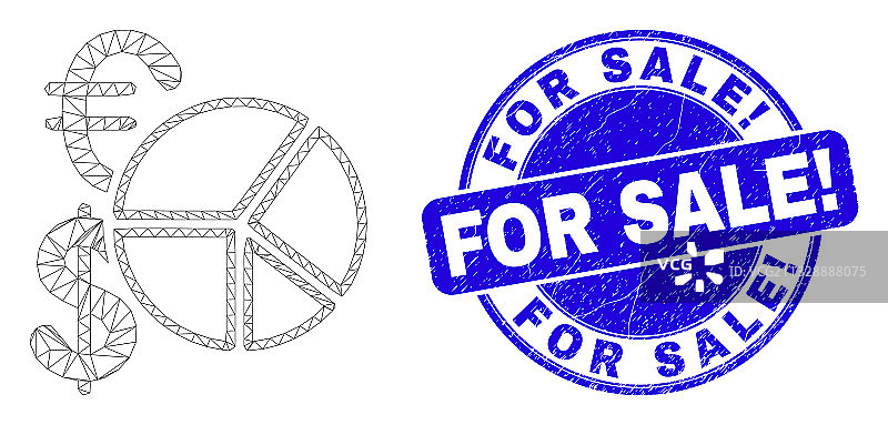 蓝色损坏的待售感叹号印章和网络图片素材