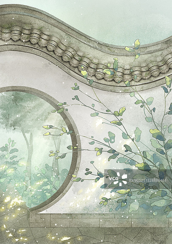 中国风庭院插画图片素材