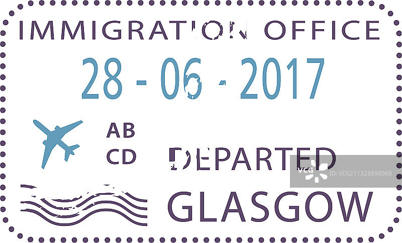从格拉斯哥到波兰的签证印章图片素材