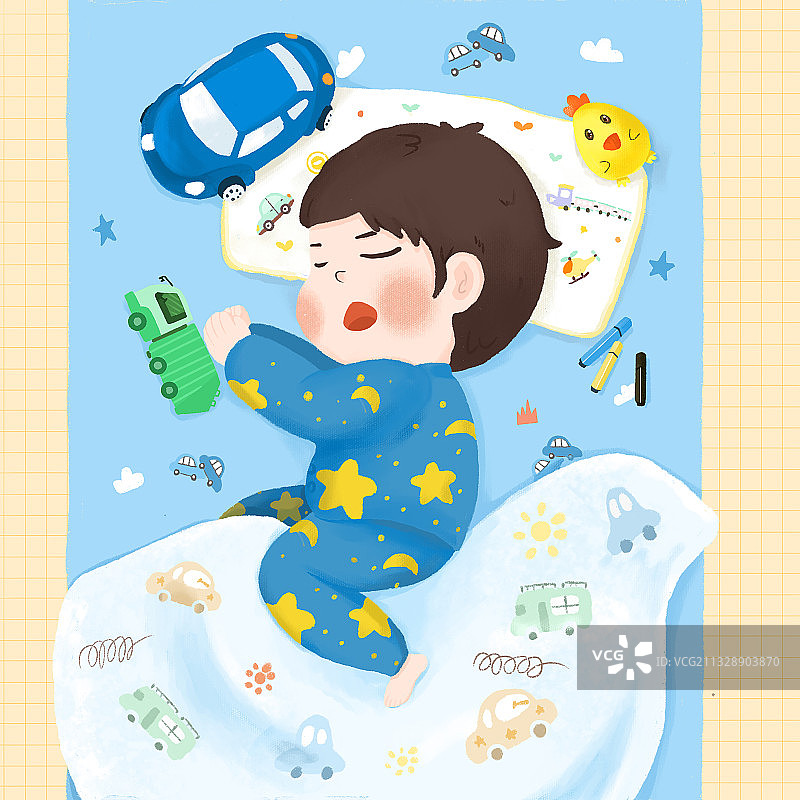 儿童插画-宝宝睡觉图片素材