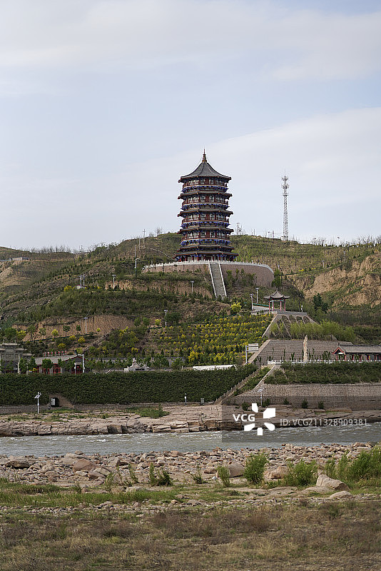 碛口古镇 陕西省 吴堡县黄河塔图片素材