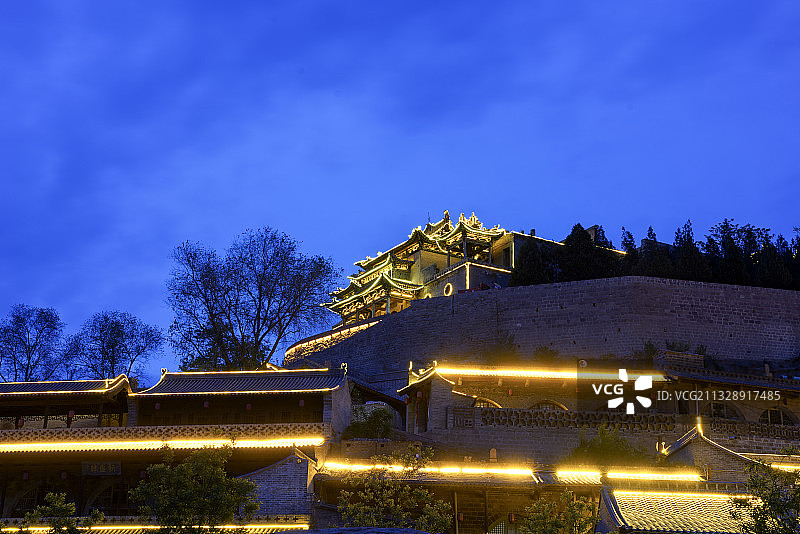 山西省 吕梁市 碛口古镇 黑龙庙 夜景图片素材