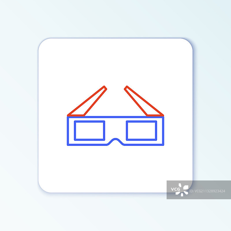 3D影院眼镜线性图标（白色背景）图片素材
