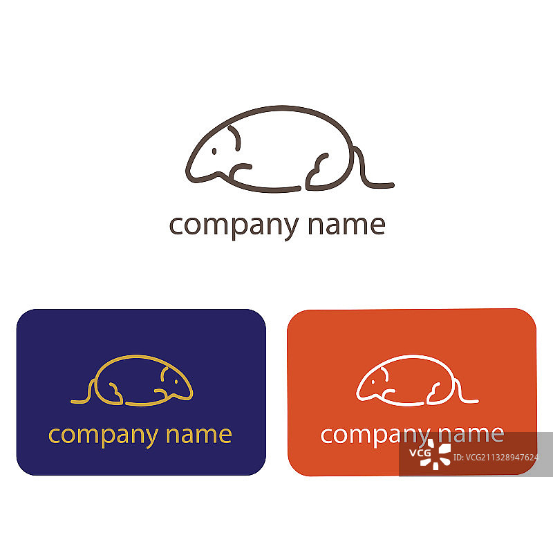 老鼠logo的简约线条设计品牌模板图片素材