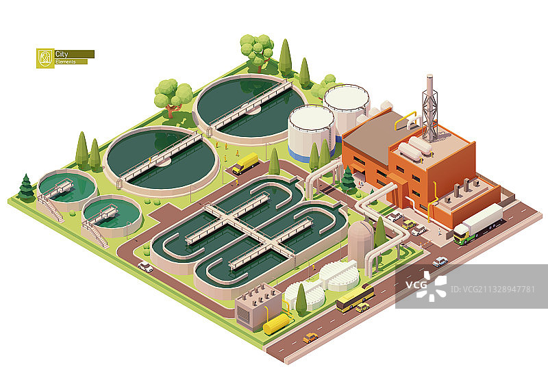 low poly水处理厂图片素材