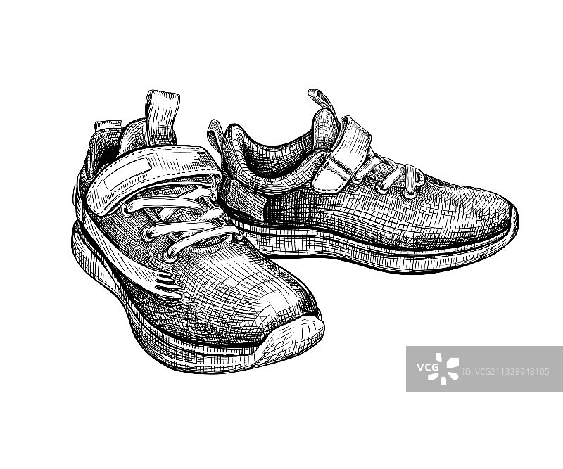 运动鞋素描图片素材