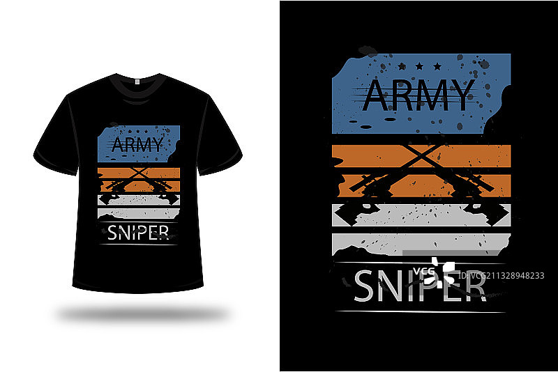 蓝色和橙色迷彩狙击手T恤图片素材