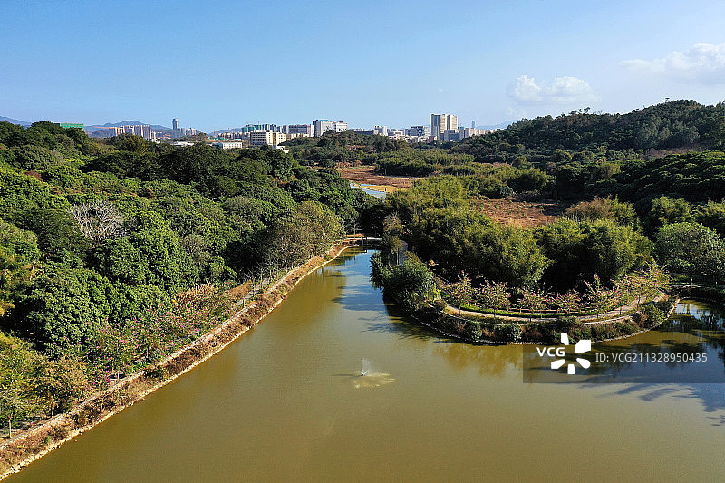 广东省惠州市惠阳区秋长周田村叶挺将军纪念园航拍图片素材