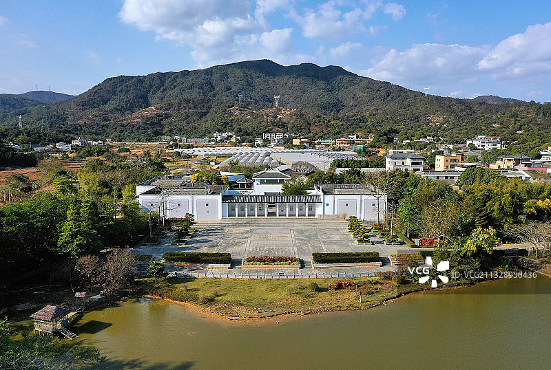 广东省惠州市惠阳区秋长周田村叶挺将军纪念园航拍图片素材