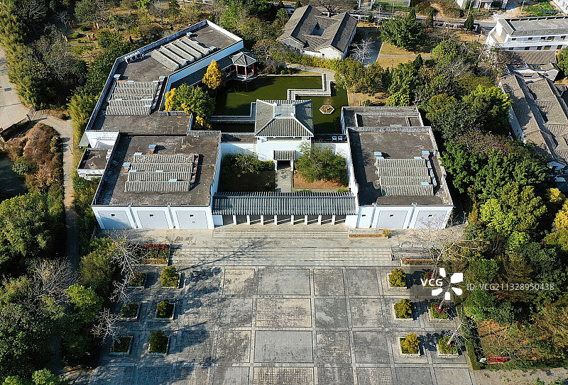 广东省惠州市惠阳区秋长周田村叶挺将军纪念园航拍图片素材