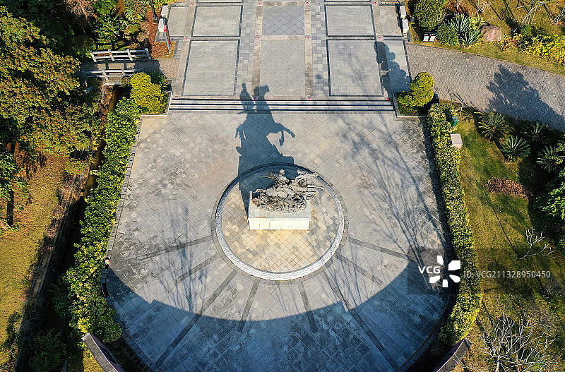 广东省惠州市惠阳区秋长周田村叶挺将军纪念园航拍图片素材