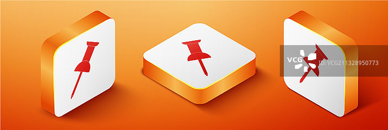 2.5D图钉图标，橙色背景图片素材