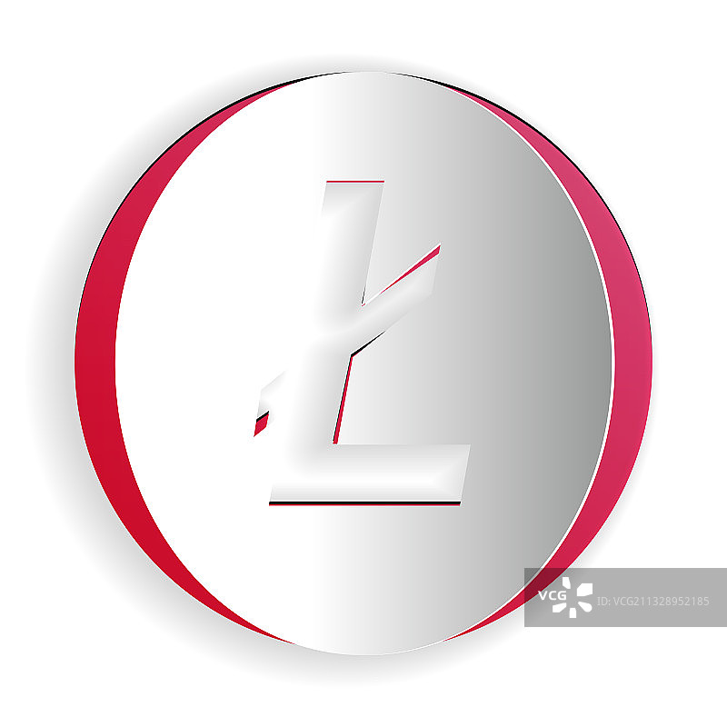 纸币剪纸加密货币莱特币LTC图标图片素材