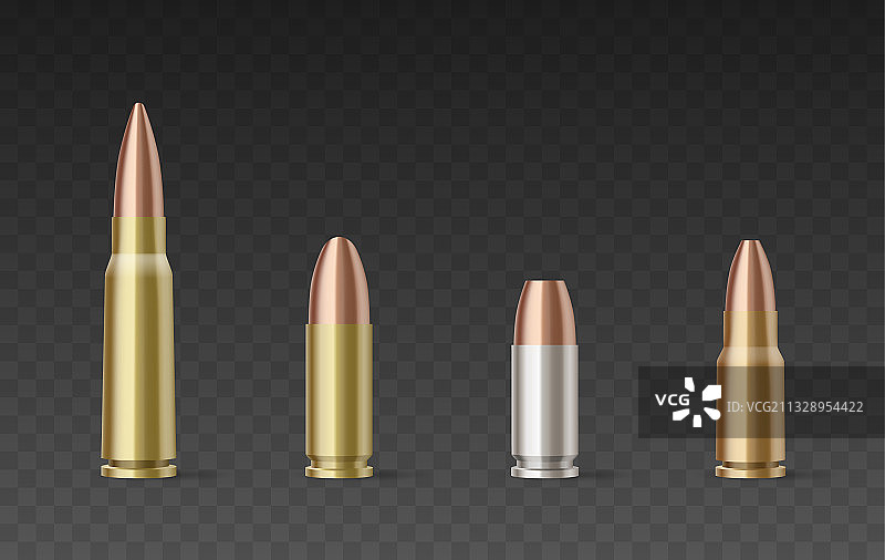 不同口径和材质的子弹图片素材