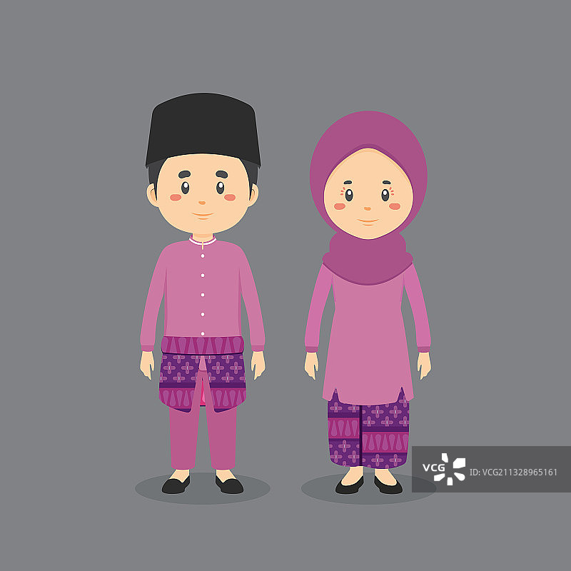 情侣身穿文莱传统服饰图片素材