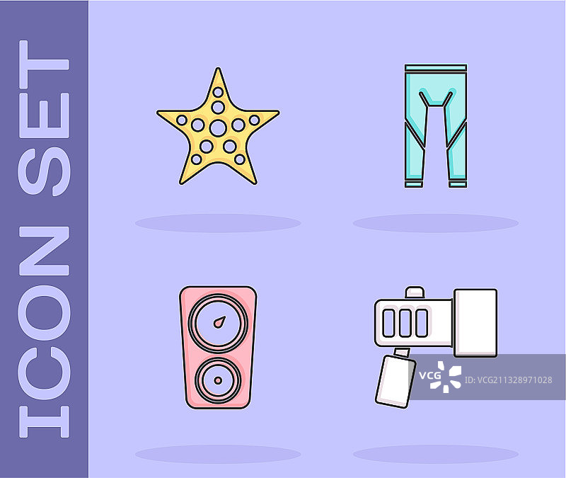 手电筒、海星、压力表、潜水服套装图片素材