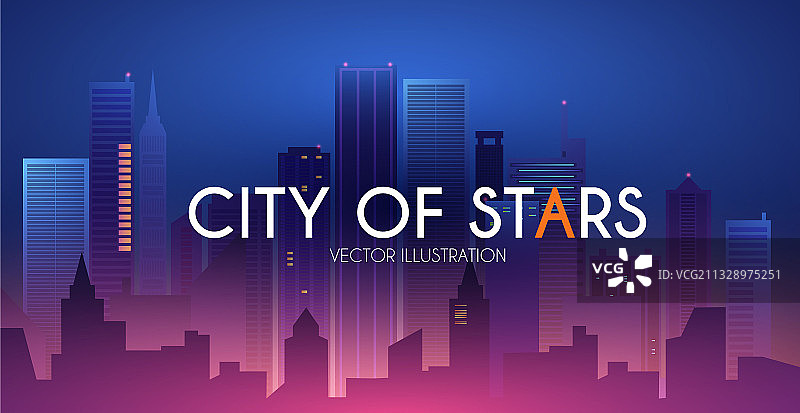 具有简约设计的夜间城市城市景观图片素材