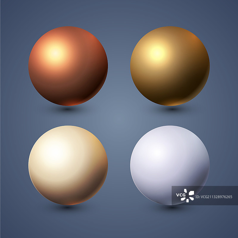 具有真实感的3D球体和反射效果图片素材