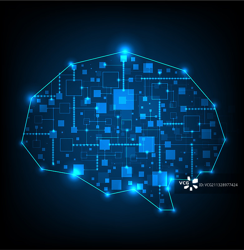 社交网络风格的高科技大脑图片素材