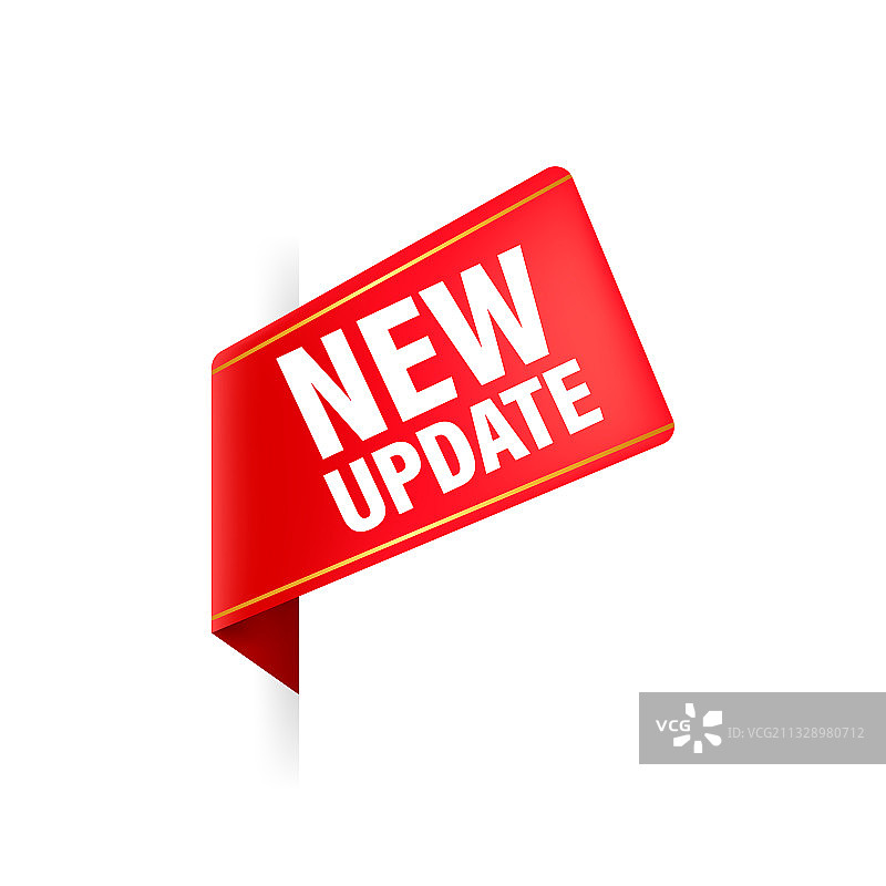 白色背景上的新版更新红色缎带图片素材