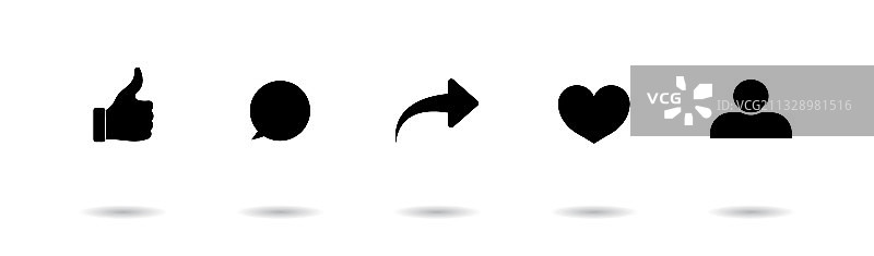 点赞分享评论转发和喜爱标志图标图片素材
