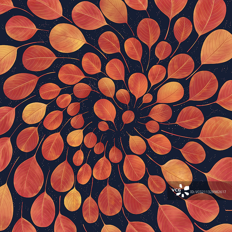 红色树叶组合插画背景图片素材