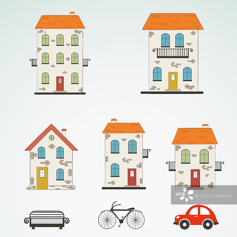 旧城镇建筑群图片素材