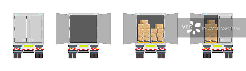 卡车物流后方送货车开启图片素材