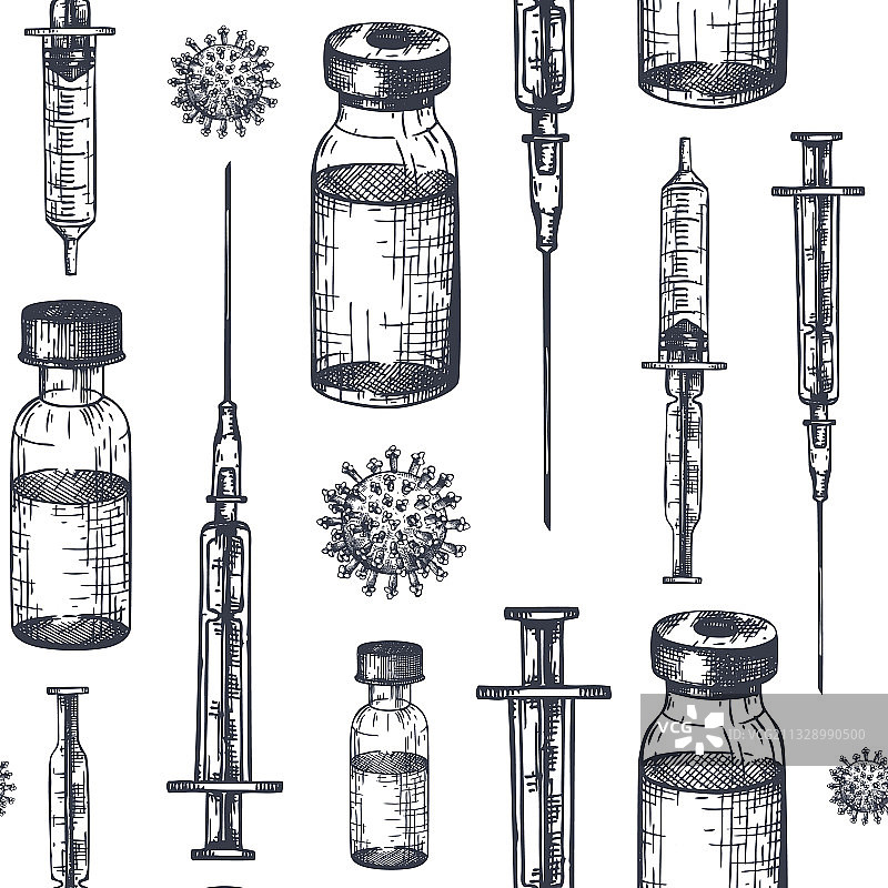 新冠病毒疫苗无缝背景图案图片素材