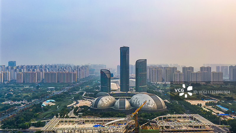 山东省会大剧院风光航拍图片素材