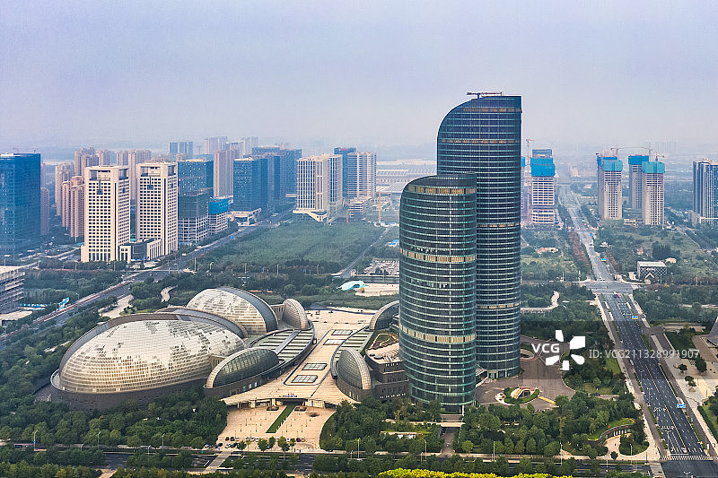 山东省会大剧院风光航拍图片素材