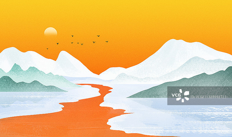 冰山夕阳历史的天空图片素材