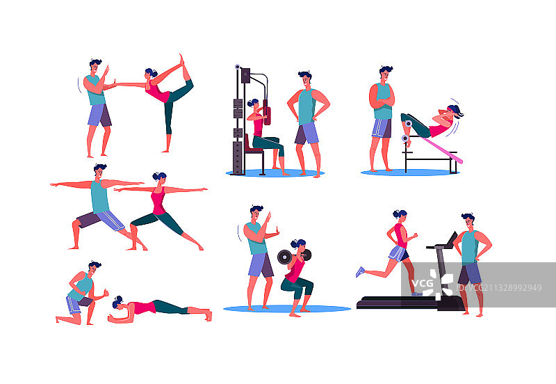 运动型女人在健身房训练套装图片素材