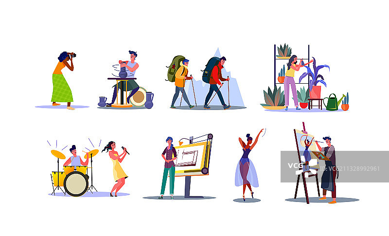 具有各种职业的年轻人图案图片素材