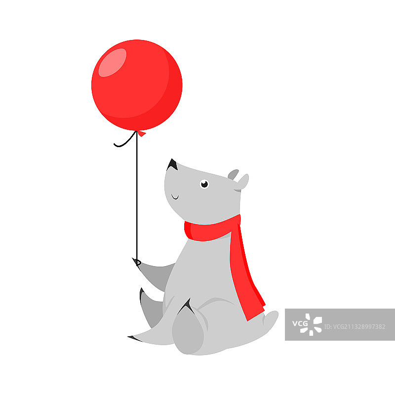 可爱的灰色熊拿着气球图片素材