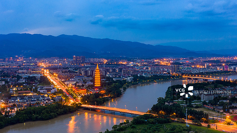 金华八咏楼夜景风光图片素材