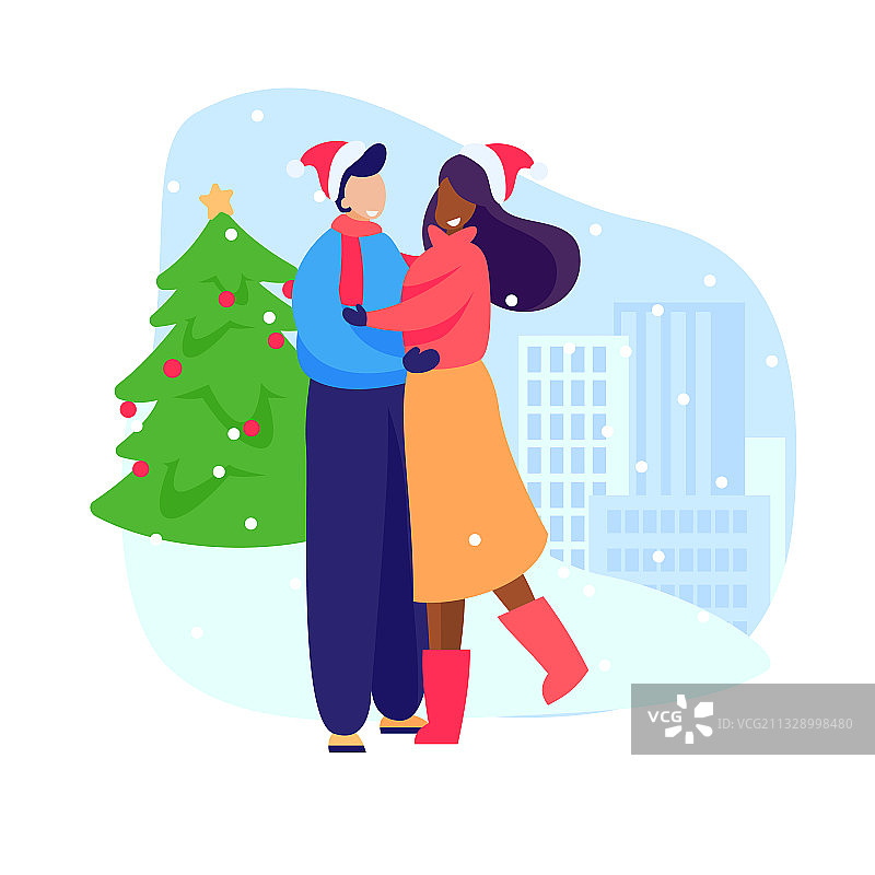 庆祝新年快乐的情侣图片素材