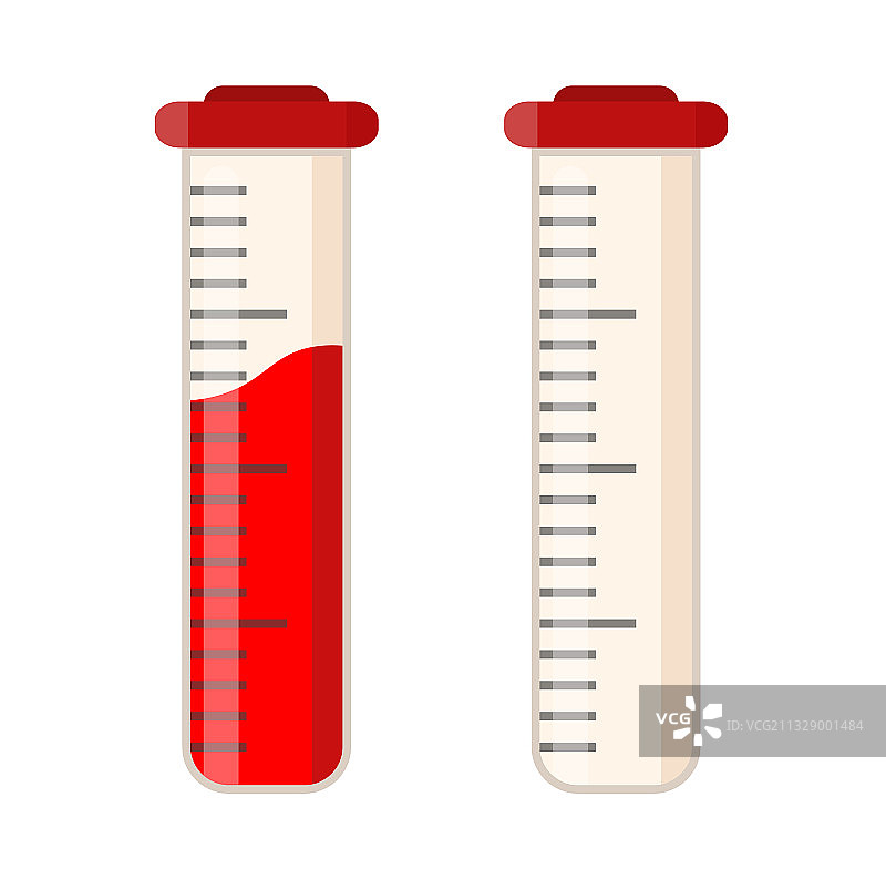血液检测：带有红色血液的医用试管图片素材