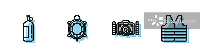 水肺潜水、海龟和救生圈照片系列图片素材