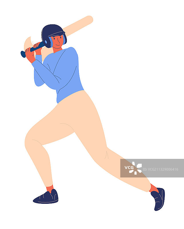 戴头盔，手持球棒准备击球的年轻女人图片素材