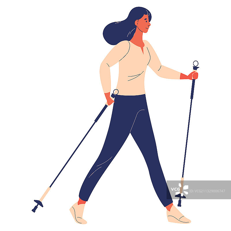 女士北欧健走卡通图片素材
